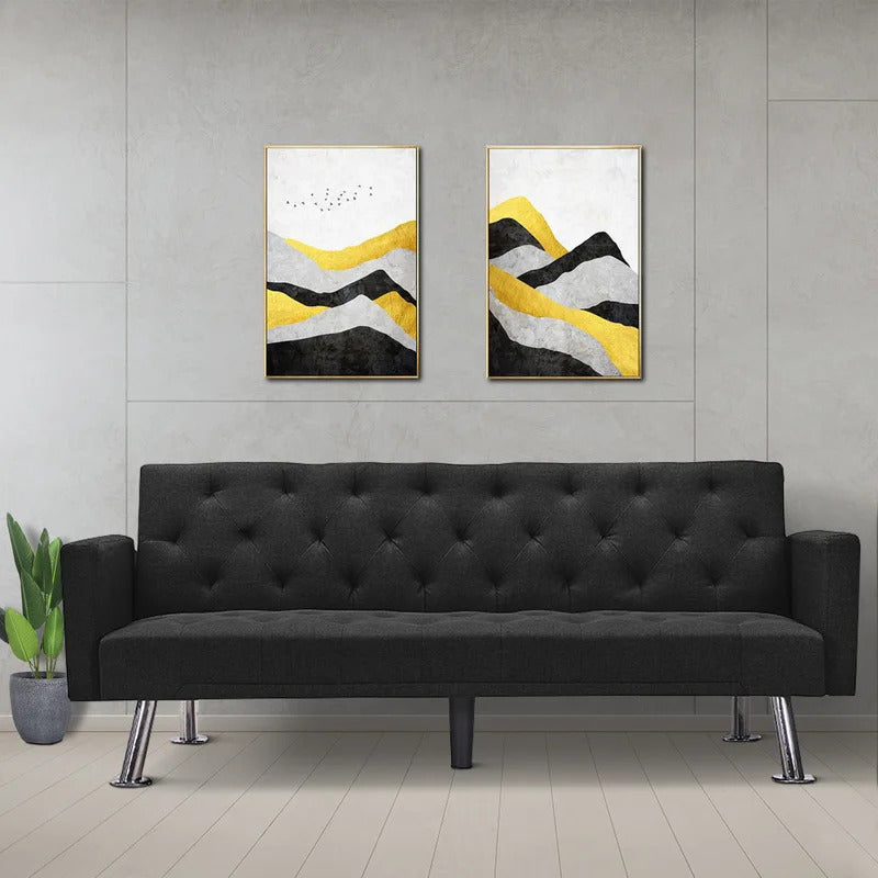 Futon: 72.83'' Wide Tufted Back Convertible Sofa