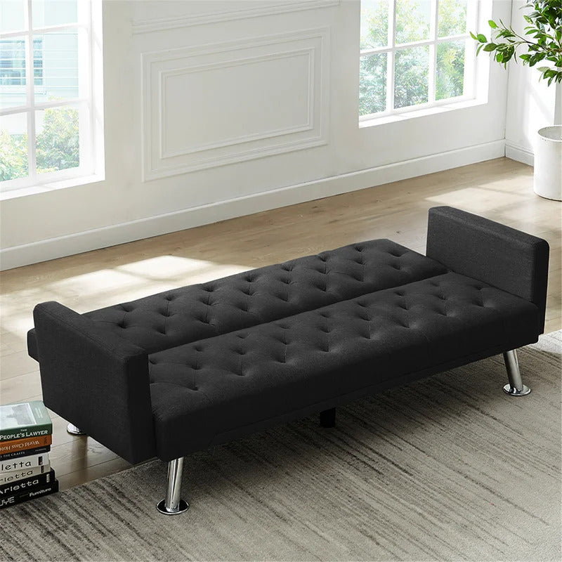 Futon: 72.83'' Wide Tufted Back Convertible Sofa
