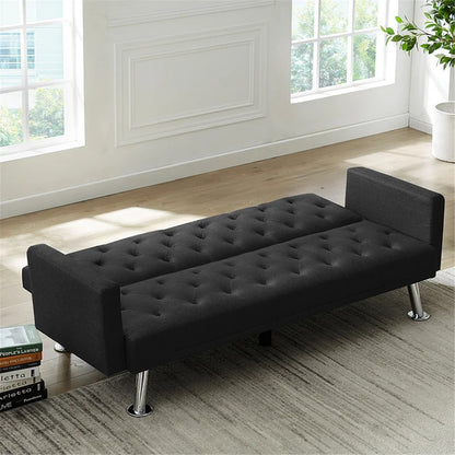 Futon: 72.83'' Wide Tufted Back Convertible Sofa