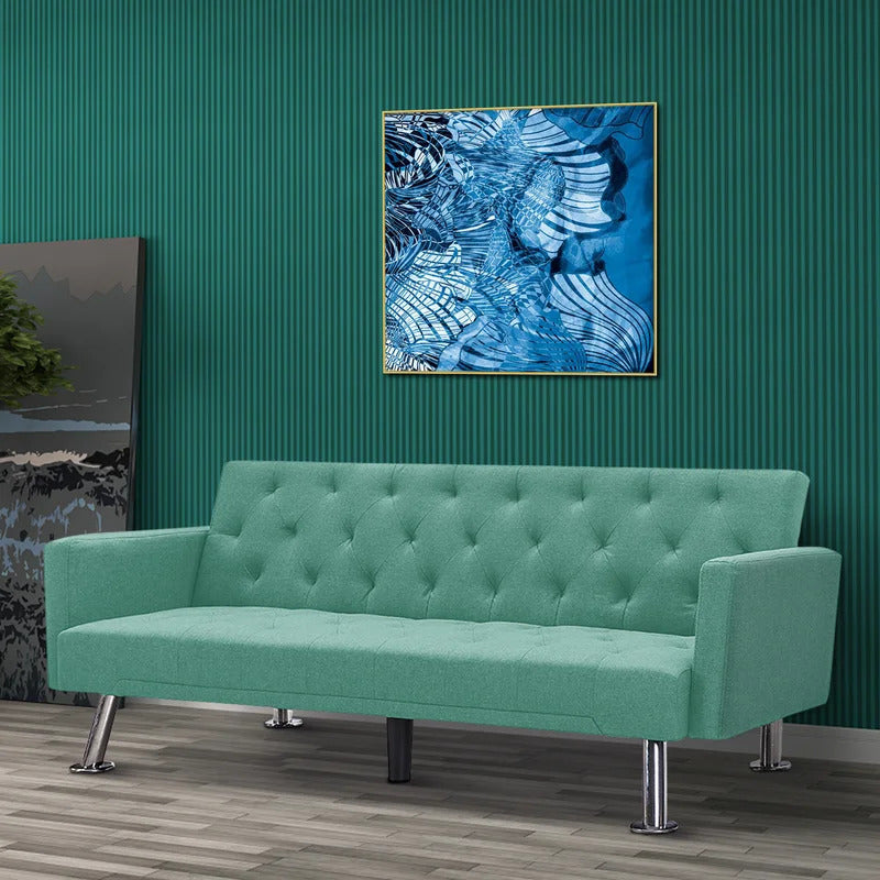 Futon: 72.83'' Wide Tufted Back Convertible Sofa