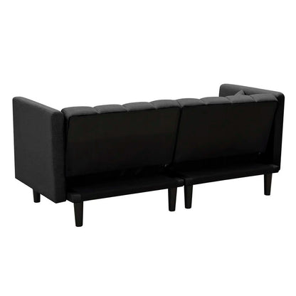 Futon: 73.62'' Velvet Tuxedo Arm Sofa