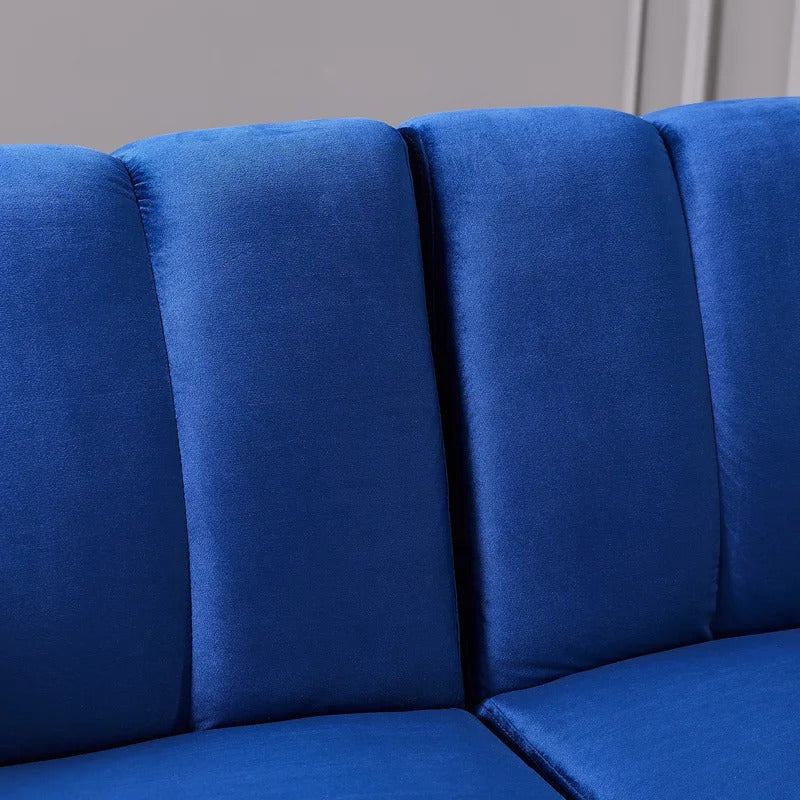 Futon: 73.62'' Velvet Tuxedo Arm Sofa
