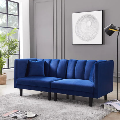 Futon: 73.62'' Velvet Tuxedo Arm Sofa
