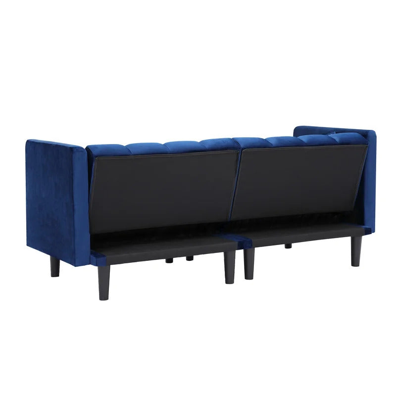 Futon: 73.62'' Velvet Tuxedo Arm Sofa