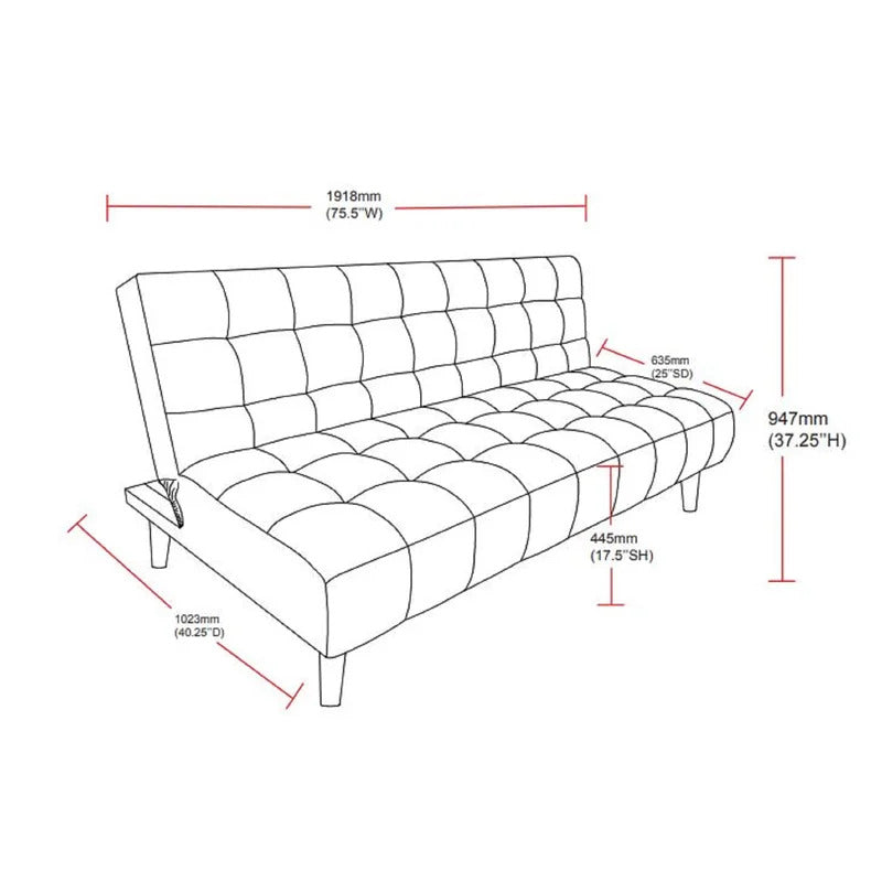 Futon: 75.5'' Armless Sofa
