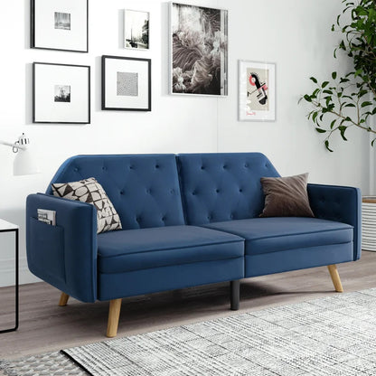 Futon: 81.5'' Wide Faux Leatherette Convertible Sofa with Storage