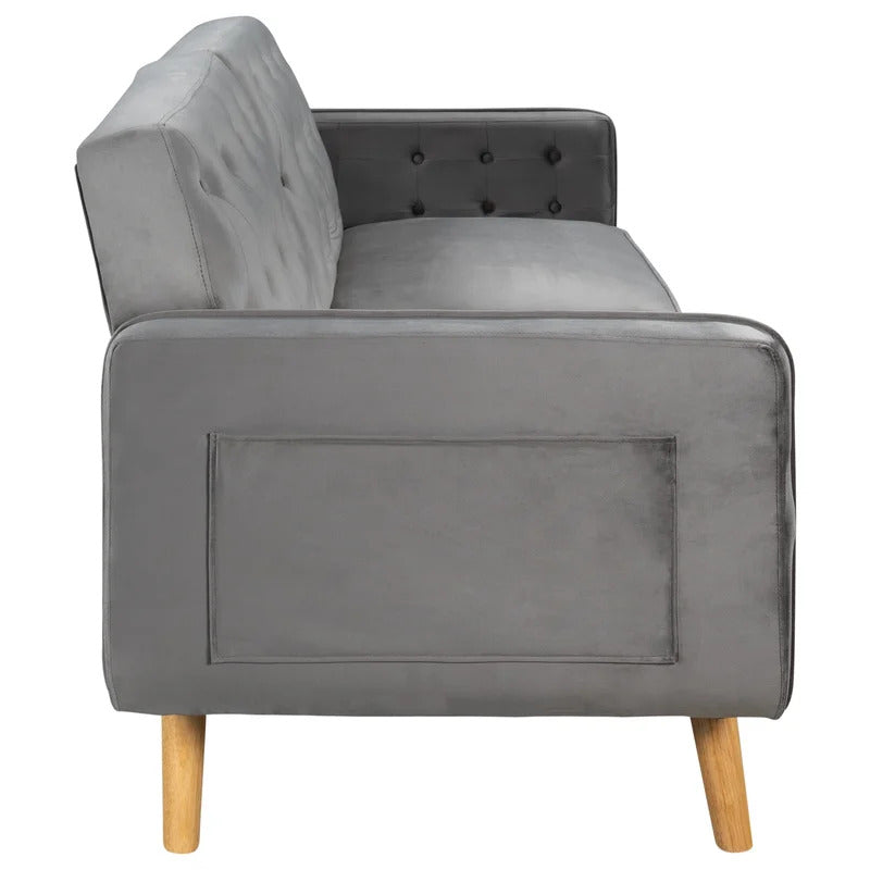 Futon: 81.5'' Wide Faux Leatherette Convertible Sofa with Storage