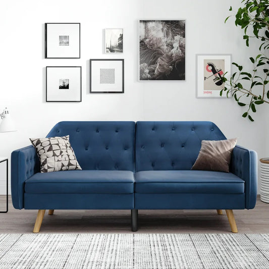 Futon: 81.5'' Wide Faux Leatherette Convertible Sofa with Storage