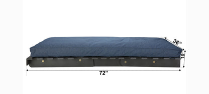  Futon: Blue Wooden Single Futon Sofa Cum Bed 