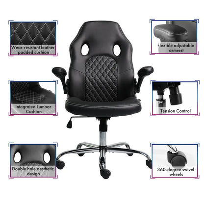 Gaming Chair: Stylish Adjustable Leatherette Swiveling PC & Racing Game Chair
