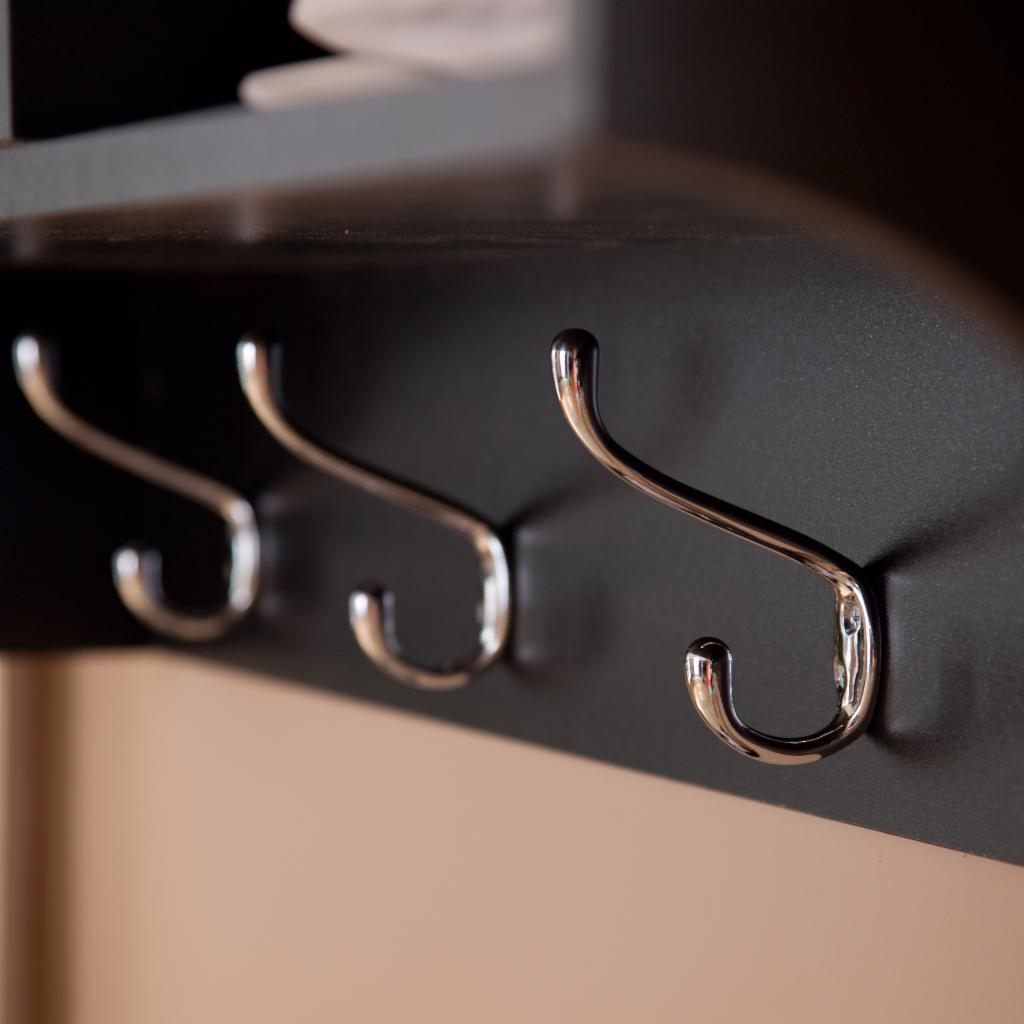 Hall Trees: Black Triple Cubby Bench & Coat Rack Set