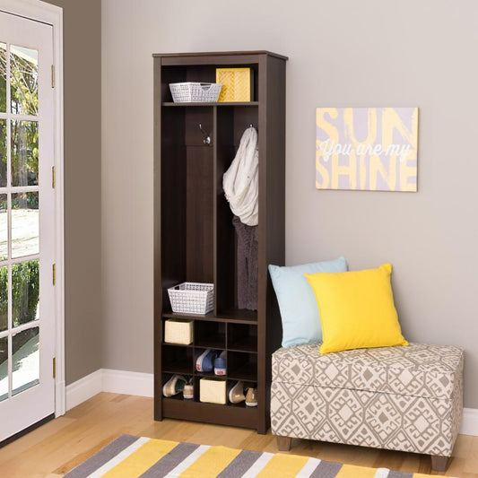 Hall Trees: Espresso Entryway Organizer with Shoe Storage