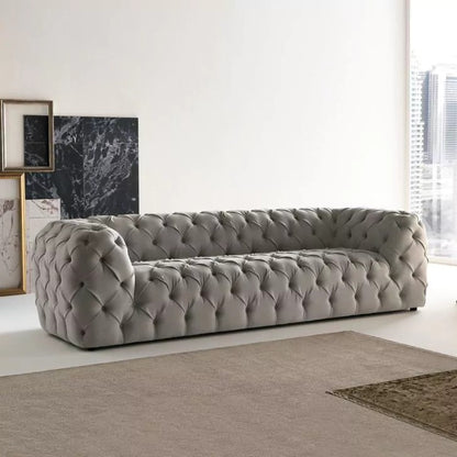3 Seater Sofa Set:- Hattie Fabric Chesterfield Sofa Set (Grey)