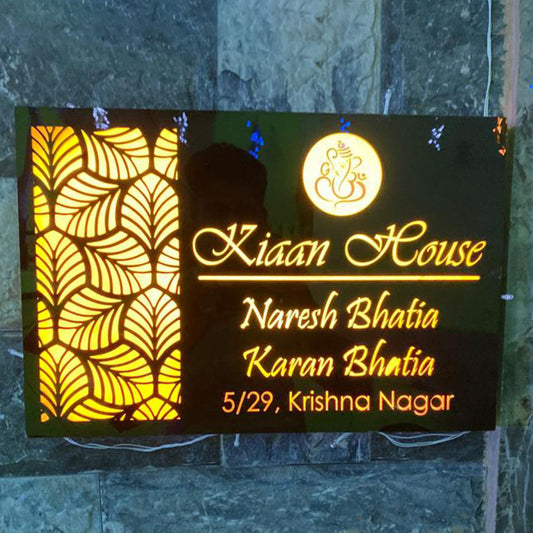 Home Decor Illuminated Name Plate Acrylic Laser Cut Design