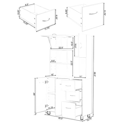 Hutch Cabinets : 66.5" Kitchen Pantry/Microwave Stands