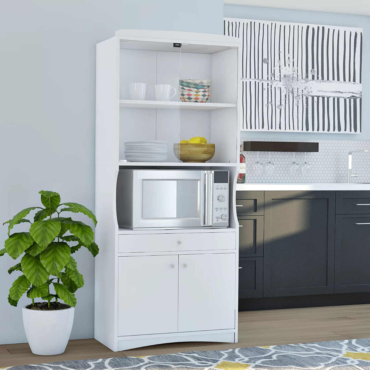 Hutch Cabinets : 72" Kitchen Pantry/Microwave Stands