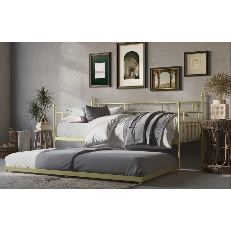 Trundle Bed: Iron Daybed with Trundle Bed