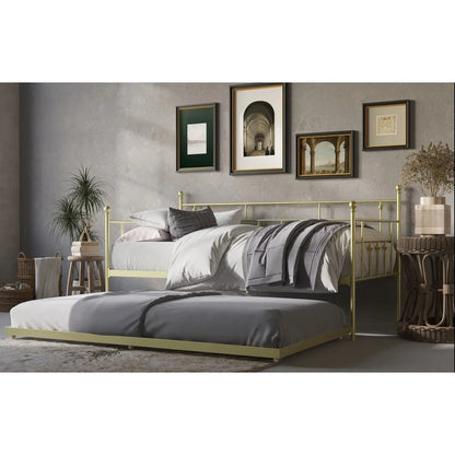 Trundle Bed: Iron Daybed with Trundle Bed