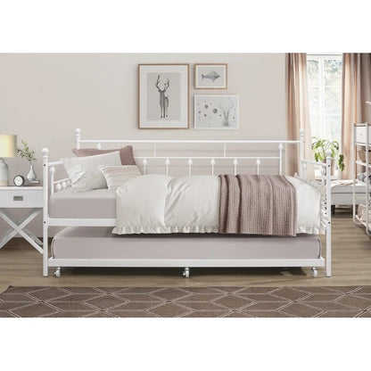 Trundle Bed: Iron Daybed with Trundle Bed