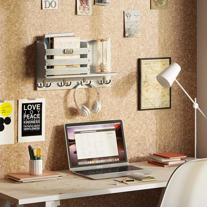 Key Holder: Wall Mail Organizer with Key Hooks