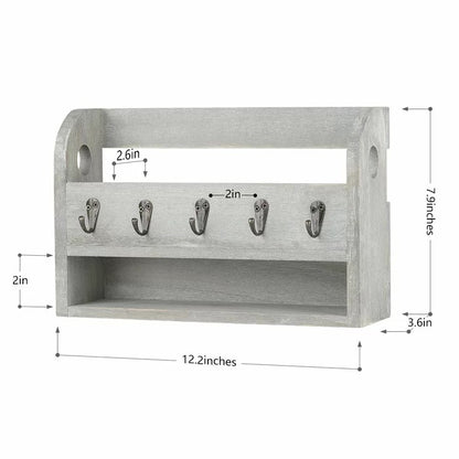 Key Holder: Wall Mail Organizer with Key Hooks