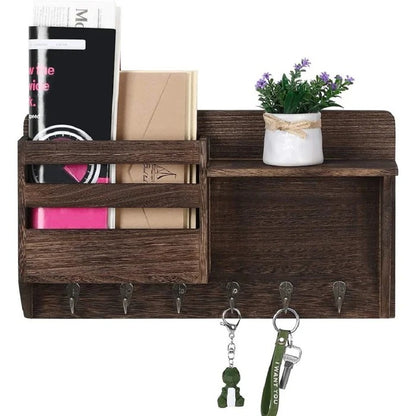 Key Holder: Wooden Wall Storage Organizer 