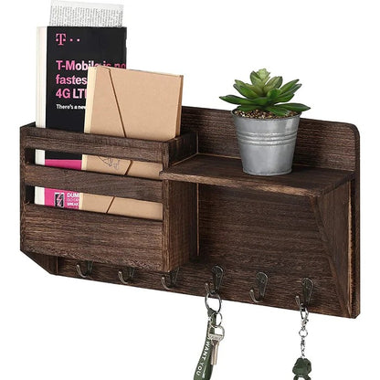 Key Holder: Wooden Wall Storage Organizer 