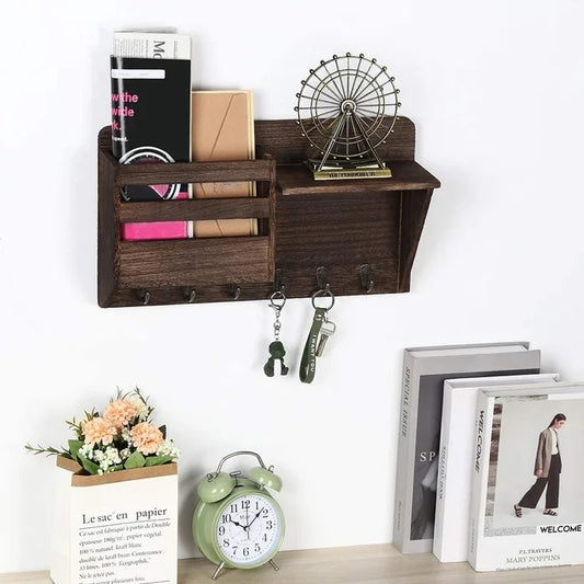 Key Holder: Wooden Wall Storage Organizer 