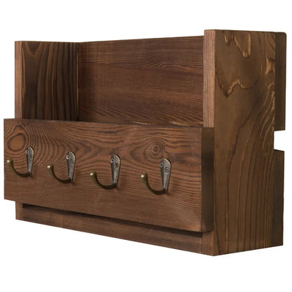 Key Holder: Wooden Wall Storage Organizer with Key Hooks and Mail Storage