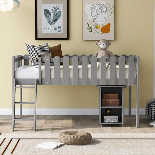Kids Bed: Platform Loft Bed with Built-in-Desk