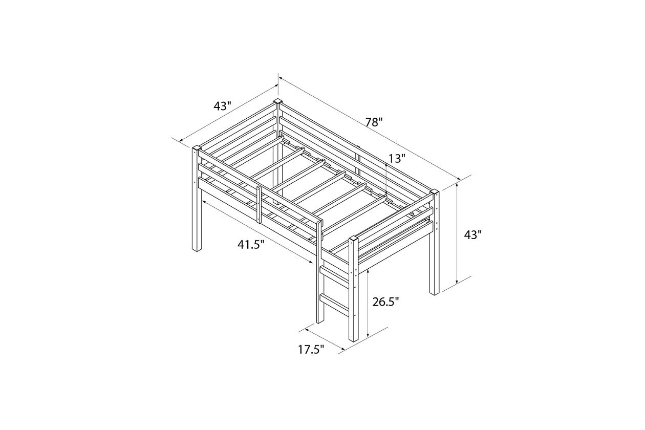 Kids Bed: Solid Wood Loft Bed