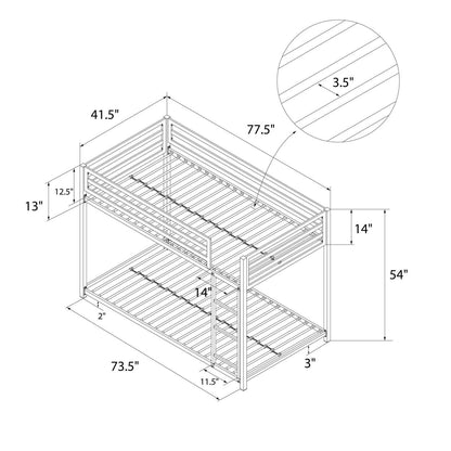 Kids Bed: Standard Metal Bunk Bed