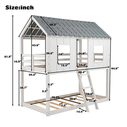 Kids Bed: Twin Over Twin Standard Bunk Bed
