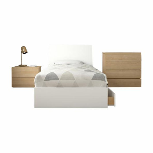 Kids Bedroom Sets: Storage Bed Set - Natural Maple and White