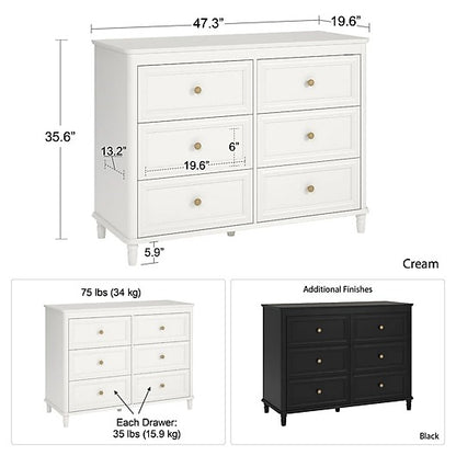Kids Chest Of Drawer 6 Drawer Double Dresser
