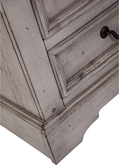 Kids Nightstands: Antique Grey 2 Drawer Nightstand