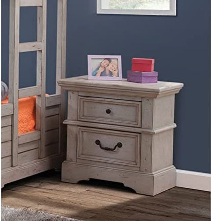 Kids Nightstands: Antique Grey 2 Drawer Nightstand