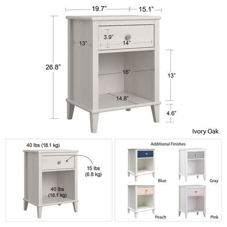 Kids Nightstands : Solid Wood Kids Nightstand