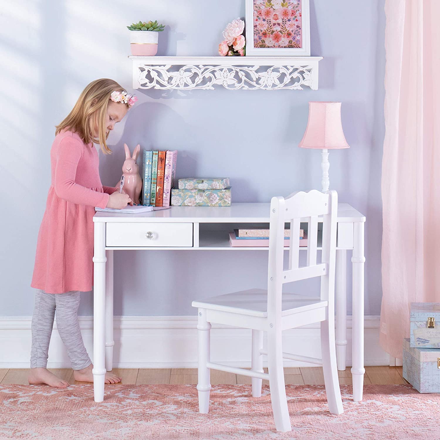 Kids Study Table : LANA 38" W Writing Desk and Chair Set