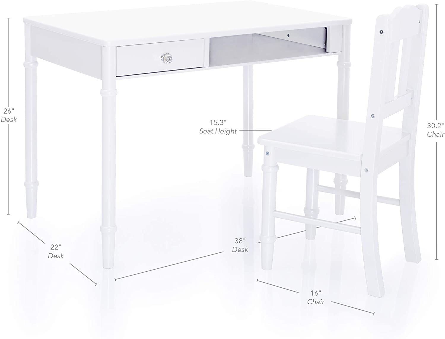Kids Study Table : LANA 38" W Writing Desk and Chair Set