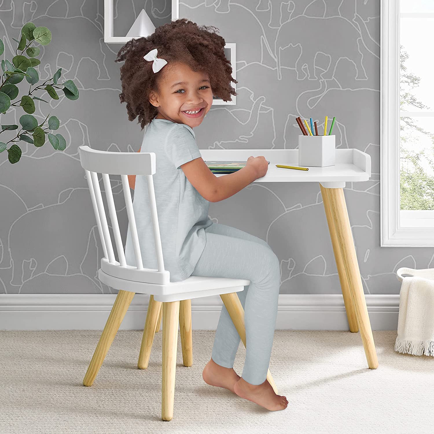 Kids Study Tables : 24.75" W Writing Desk and Chair Set