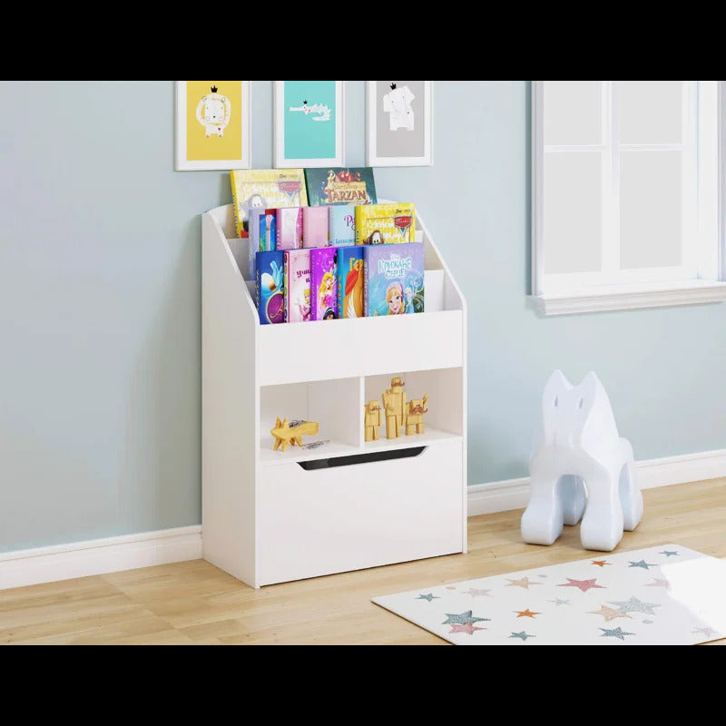 Kids Toy Storage Unit: 35.43'' H X 23.62'' W Solid Wood Toy Storage 