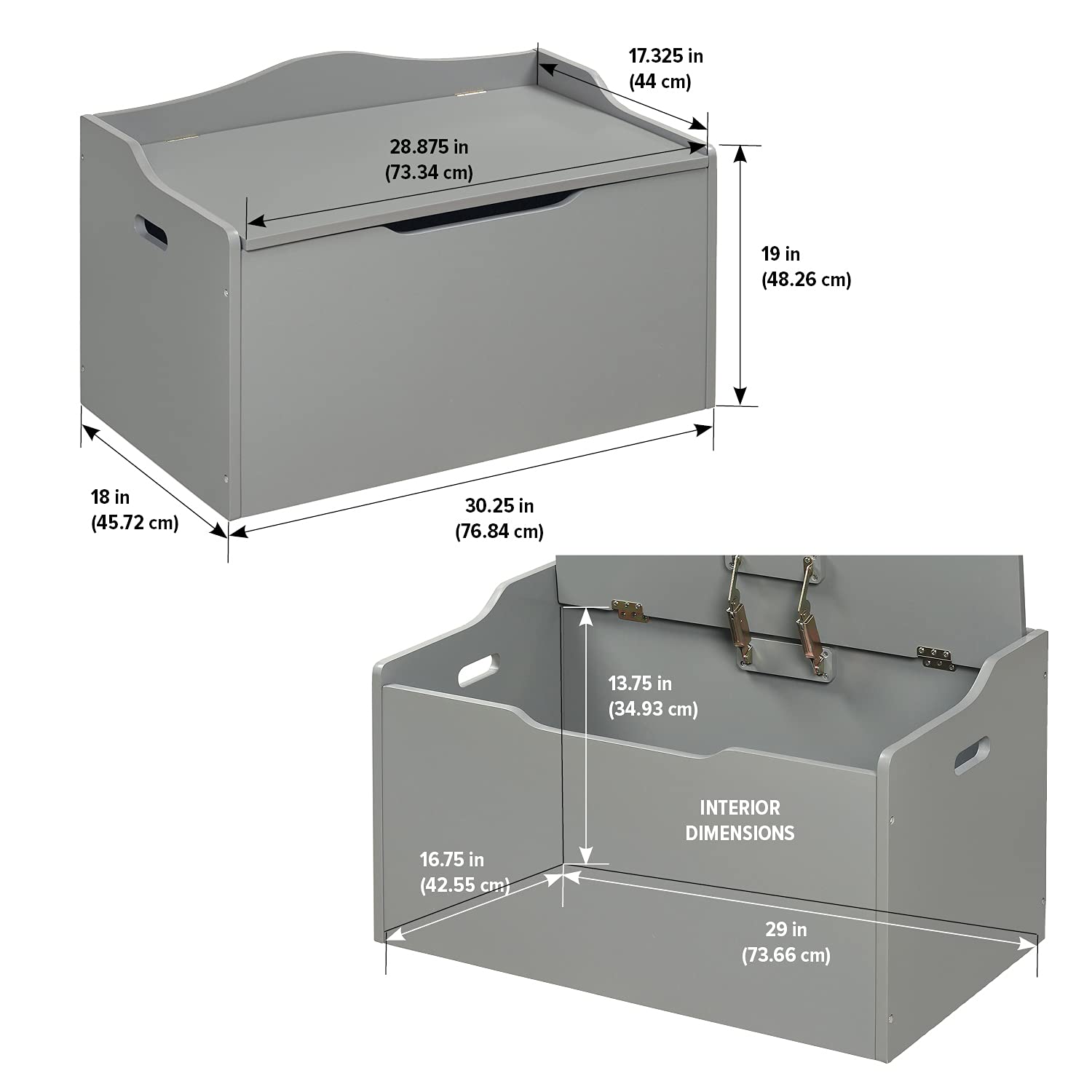 Kids Toy Storage Unit: Basket Gray Bench Top Toy Chest