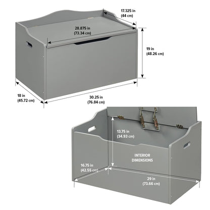 Kids Toy Storage Unit: Basket Gray Bench Top Toy Chest