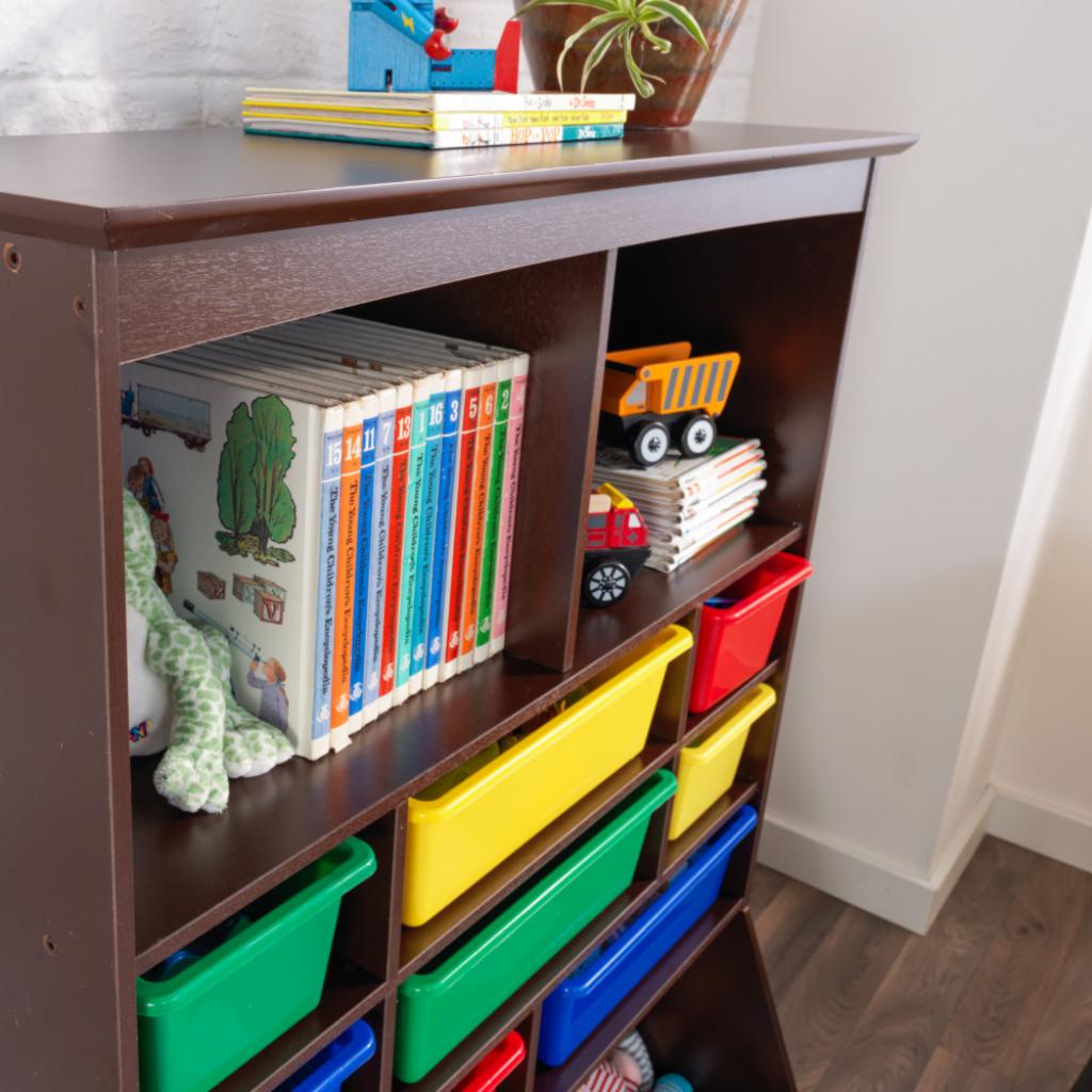 Kids Toy Storage Unit: Espresso Wall Storage Unit  