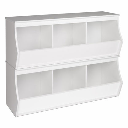 Kids Toy Storage Unit: Stacked 6 Bin Storage Cubby