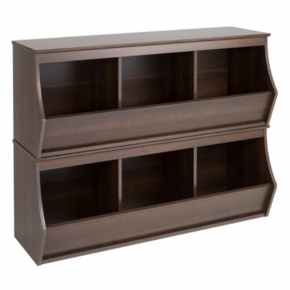 Kids Toy Storage Unit: Stacked 6 Bin Storage Cubby