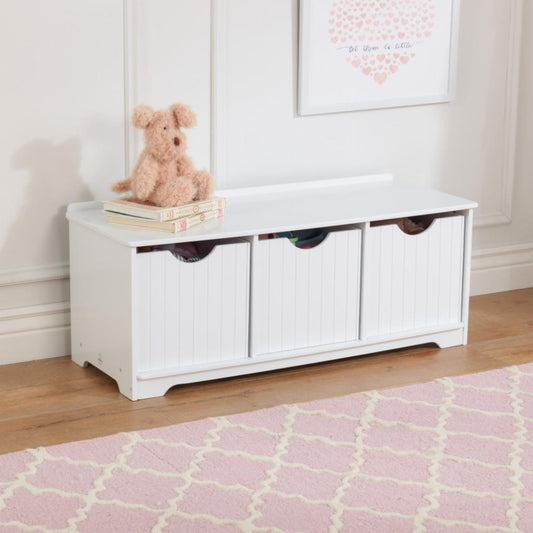 Kids Toy Storage Unit: Three Bin Storage Bench
