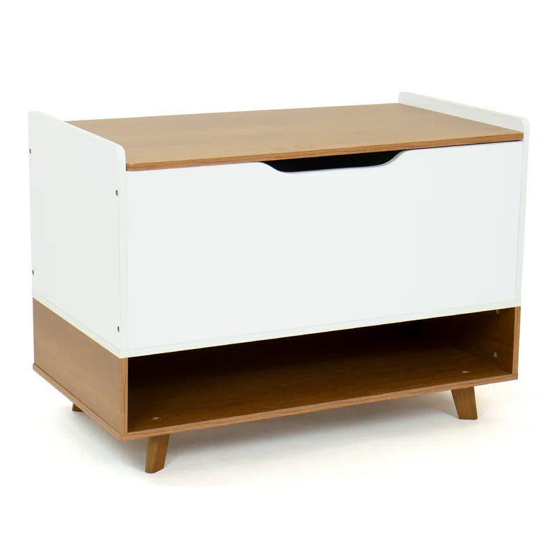 Kids Toy Storage Unit: Wood/White Toy Storage Box