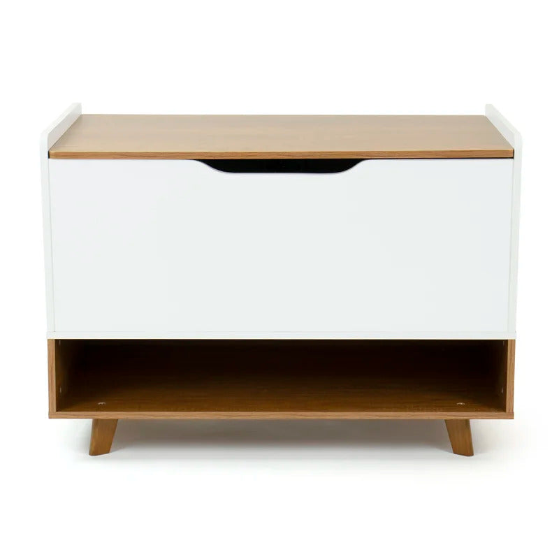 Kids Toy Storage Unit: Wood/White Toy Storage Box